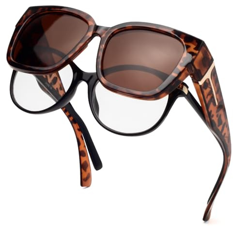 Face Shadow Überzieh Sonnenbrille Übergroß Polarisiert über Normale Brille UV400 Schutz, Überbrille für Brillenträger Damen, Ultra Leicht Fahren Angeln
