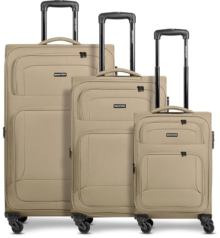 Smartbox set valigie morbide 3 pezzi trolley cabina media grande espandibili 4 ruote con lucchetto leggere e resistenti Edition 04