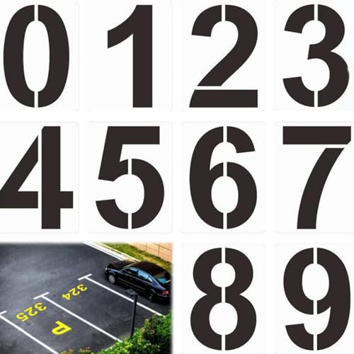 10 Stück Zahlen Schablonen Buchstaben Groß,Kunststoff Sprühschablonen,Schablone Zahlen,Buchstabenschablonen,Wiederverwendbar Zahlenschablonen von 0 bis 9 für Hausnummern Parkplatzmarkierung (20cm,8)