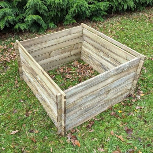 1575-373L Wooden Compost Bin | 4 Sizes (Brown, 893L - H70cm x W113cm x D113cm)