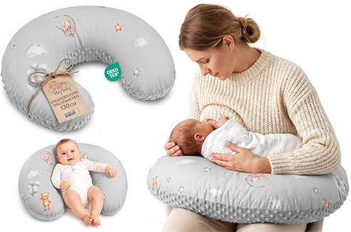 Totsy Baby Cuscino allattamento e gravidanza Minky 130 cm - cuscini neonato per allattare e dormire accessori per mamma y bebe lavabile e multifunzione Oeko-Tex Orsacchiotti