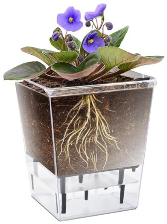 Pot De plant-e À Arrosage Automatique – Pot De fleu-r Transparent De 5,9 Pouces Avec Réservoir D'eau Et Niveau D'eau Visible, Vase Décoratif Pour La Maison Avec Trous De Ventilation Pour p-lantes