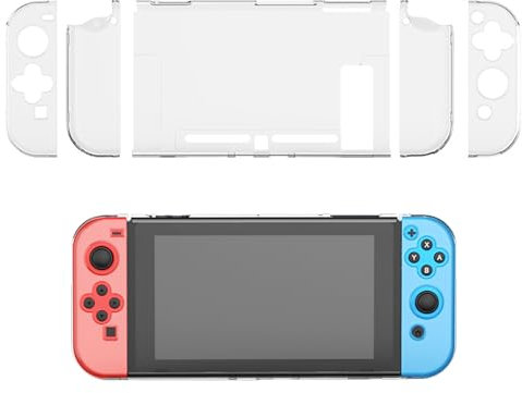 Batheidon Hülle für Nintendo Switch,mit stoßdämpfendem und kratzfestem Design, für Joy-Con-Hüllen inklusive, ergonomischer Griff, Rundumschutz für Konsole und Zubehör,Transparente TPU-Hülle