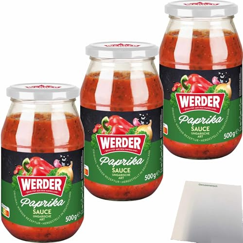 usy Bundle für Werder Paprika Sauce ungarische Art 3er Pack (3x500g Glas) + usy Block