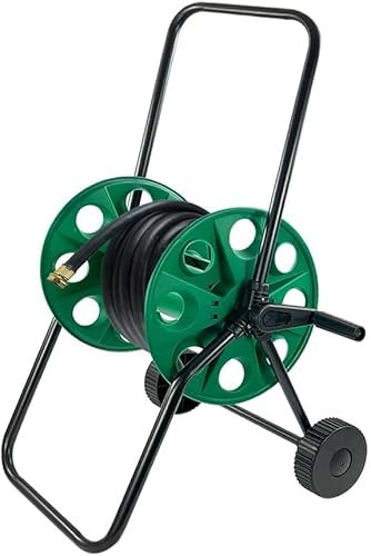 60M Garden Hose Reel Trolley – Portable Water Pipe Storage Cart with Wheels | Freestanding, Rust-Resistant & Easy Wind Hose Winder for Outdoor Lawn & Yard Irrigation