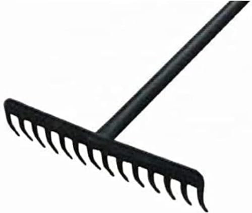 Garden Rake with 12 Teeth, Heavy Duty Handle, Carbon Steel Rake For Gardening, garden rake for soil Metal With Handle, Gardening Tools _ Black(120 x 32 x 9 )cm