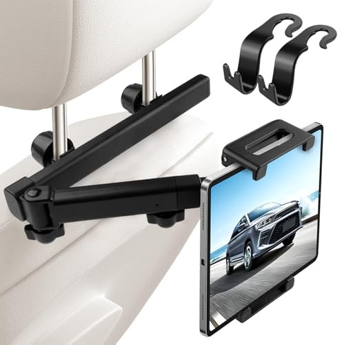 ZXShow Support Tablette Voiture Appui-tête Pivotant à 360° Porte Tablette Universel pour iPad Switch Téléphones 4,7-12,9 Pouces Support Ipad Voiture Extensible