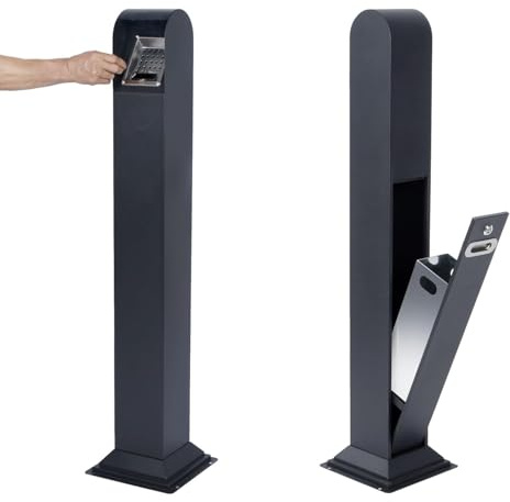 petour 1,2 m freistehender Müllbehälter für den Außenbereich aus Edelstahl Vertikaler freistehender Mülleimer mit Schlüssel, Abfallbehälter für den Innenbereich im Freien, Pub Hotel Restaurant Garten