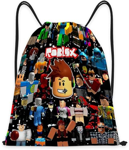 Roblx Mochila con Cordón, Mochila con Cordón, Roblx Bolsa Deporte Niño | Cordón Ajustable, Apto para Niños y Niñas