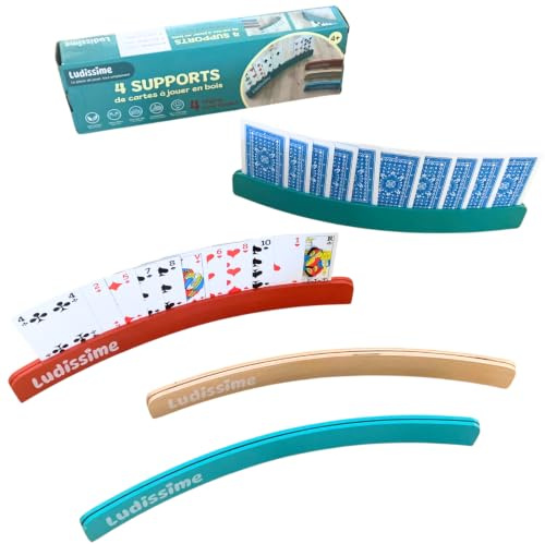 Ludissime Porte-Cartes à Jouer en Bois - 4 Supports Jeux belote Tarot rami