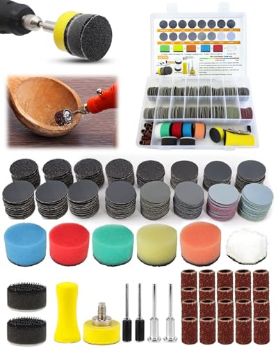 Elechiakan 482PCS 25mm Sanding Discs, 60-10000 Grit Sander Set | Wet and Dry Discs for Dremel Bits with Drum Sanders for Rotary Tools Suitable for Resin, Wood and Metal Finishing