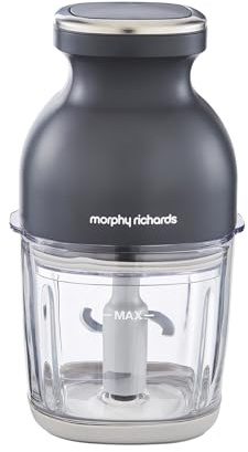 Morphy Richards Mini picadora inalámbrica 3 en 1, carga USB, bajo ruido, cuenco de vidrio de 500 ml, picar, batir, rallar/moler, protección contra sobrecalentamiento/sobrecarga, carnes, verduras