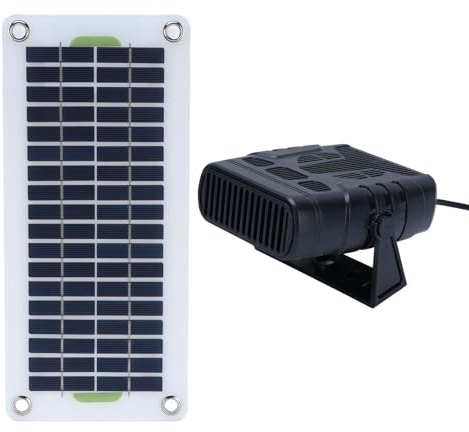 SIXRUN Chauffage à Panneau Solaire Extérieur, Kit de Ventilateur de Chauffage Monocristallin 30 W pour Maison d'animaux et Serre, Conversion Efficace de l'énergie Solaire et sécurité Améliorée