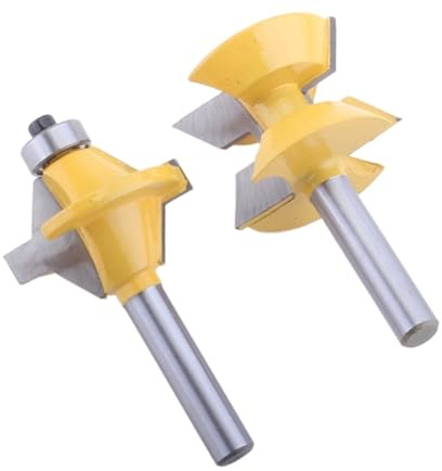 Set di 2 frese per legno con codolo da 8 mm/12,7 mm/12 mm, con gambo a linguetta e scanalatura per bordatura, set di punte per fresa per legno (gambo da 8 mm)