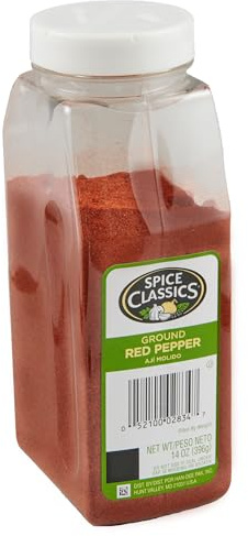 Spice Classics Ground Red Pepper, 14 oz - One 14 Ounce Container of Red Pepper Seasoning, Made from Dried Ground Red Chili Peppers for a Zesty Flavor