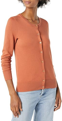 Amazon Essentials Gilet Col Rond Léger (Grandes Tailles Disponibles) Femme, Caramel, S