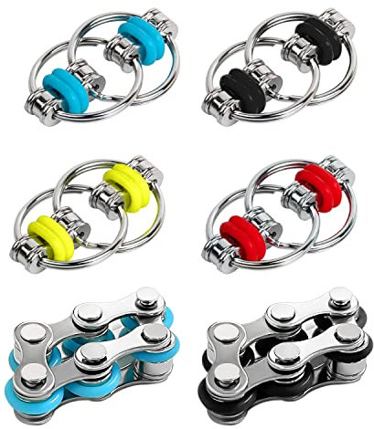 4 Pieces Of Flippy Chain Game Set, With 2 Pieces Of Six Roller Chains, Fidget Game For Stress Relief, Iron Ring Keychain, Bike Chain Game, Suitable For Adults And Children.
