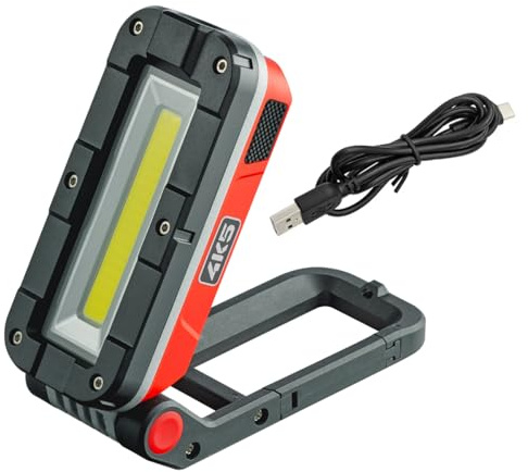 4K5 Tools WL 1000 Work Lamp (LED Construction Spotlight, Luminosity 30-100 lm, Spotlight + Floodlight, Five Light Levels, Work Light, Rechargeable via USB-C)