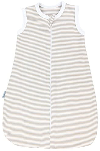 TupTam Sommerschlafsack Baby – Leichter Schlafsack Baby Sommer 0.5 TOG aus Baumwolle, OEKO-TEX zertifiziert, Unisex, Farbe: Streifenmuster Beige, Größe: 50-56