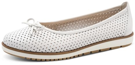Tamaris Femme 1-22121-42 Ballerines, Cuir Blanc, 42 EU