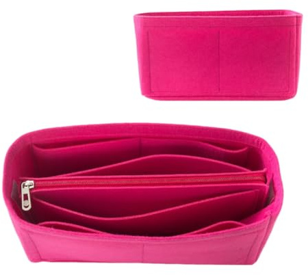 Mausouca filtväska organisatör med dragkedja, handväskfack för kvinnor, perfekt för Neverfull Tote Carrycall (djup rosa, large)