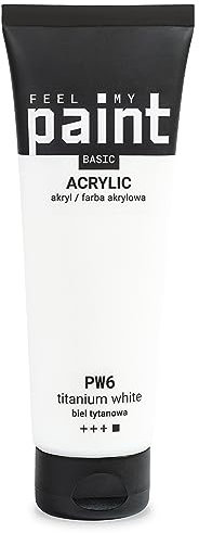 FeelMyPaint Acrylfarbe titanweiß, 120 ml. Hochpigmentierte Farbe zum Malen auf Leinwand, Papier, Stoff, Holz, Glas, Keramik, Metall, Stein.