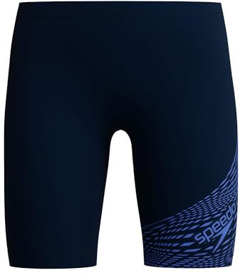 Speedo Boys Medley Logo Jammer | Kids Swim Practice | Technical Fabric | Athletic Design, Cobalt Pop, 7-8