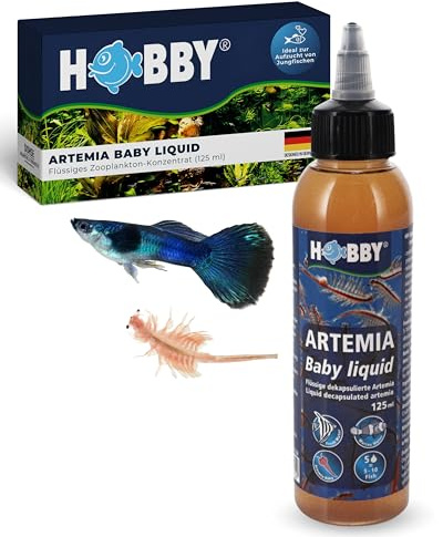 Hobby Aquaristik Artemia Baby Liquid | 125 ML | Concentré Liquide de zooplancton idéal pour l’élevage des Jeunes Poissons | Nourriture pour Poissons d’Aquarium | pour Eau Douce et Eau de mer