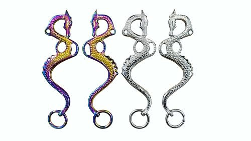 Hackamore Dragon Rainbow Replacement Cheeks BITLESS Horse BIT Multi Color Silver Polish Horse Hackamore Stainless Steel English Western Handmade (Silver)