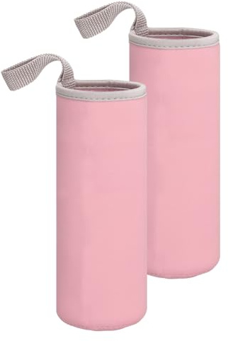QUARKZMAN 2pcs Housse en Néoprène pour Bouteille d'Eau, 18.5 oz Porte-Bouteille Isolé pour Verre d'Eau Sac Portatif pour Bouteille de Boisson Housse avec Poignée, Rose