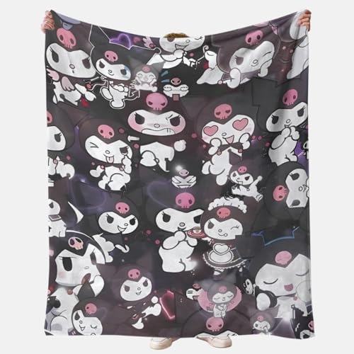 YCVBCY Kuromi Coperta dei Cartoni Animati Super Morbida in Peluche 3D per Bambini, per Tutte le Stagioni - Camera da Letto, Ufficio, Divano -1