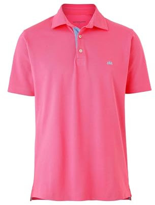 THE SAVILE ROW COMPANY LONDON Men's Classic Fit Cotton Pique Short Sleeve Polo Shirt - Bright Pink - Extra Large