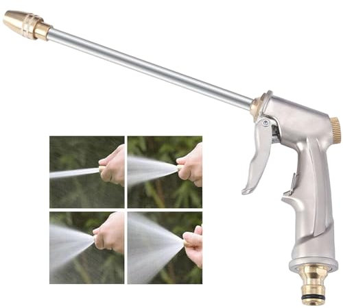 Gartenbrause Metall Hochdruck Garten Handbrause 4 Verstellbare Muster Wasserpistole Handbrause Garten-Spritzpistolen für Autowäsche Haustierdusche Gartenarbeit Bewässerungspflanzen