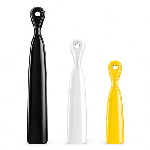 DID Shoe Horn Set Long Handle, Helper for Easy Shoe Wearing Includes 18cm 25cm & 38cm Sizes in Yellow White & Black Suitable for Trainers Boots Formal Shoes Loafers & Everyday Footwear (Pack of 3)
