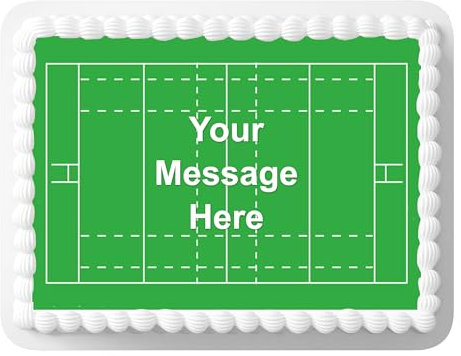 Orange Trading Dartmouth LTD A4 PERSONALISED MESSAGE Wallpaper Rugby Sports Pitch Edible Cake Topper Decoration - Great for larger cakes