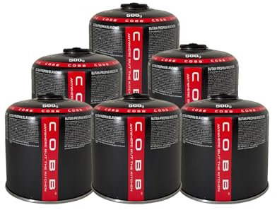 COBB - 6 cartucce di gas da 500 g, cartuccia a vite propano/butano, per fornelli e barbecue, compatibile EN417