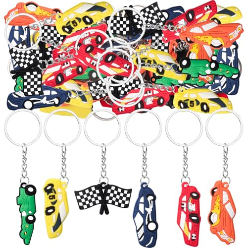 HLenyoy 30 Pezzi Portachiavi Auto da Corsa Bomboniere per la Festa dell'Auto da Corsa Decorazione Portachiavi Decorazioni per Feste di Compleanno Riempitivi per Sacchetti