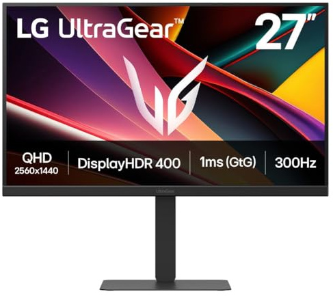 LG UltraGear G6 Gaming Monitor 27G640A-B (Excl.), QHD 1440p IPS, 27 inch, 300Hz, 1ms GtG, HDR400, G-Sync & FreeSync Premium, Speakers, HDMI2.1, DP, USB-C, Black