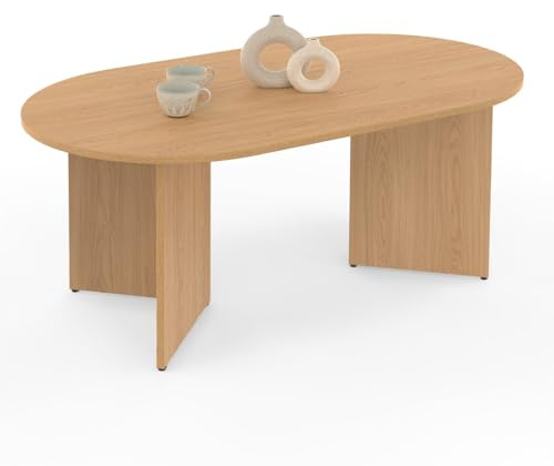 IDMarket – Mesa baja ovalada Marta 110 cm madera efecto haya