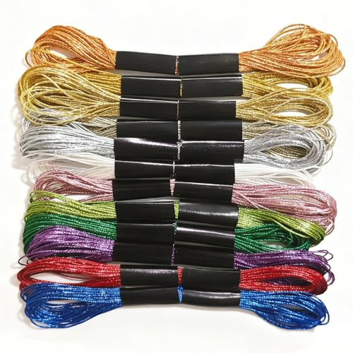 12 Skeins Metallic Embroidery Thread, Cross Stitch Threads（8 m 12 Strands）