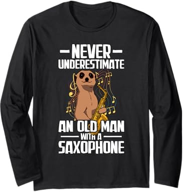 Old Man with a Saxophone Player Long Sleeve T-Shirt