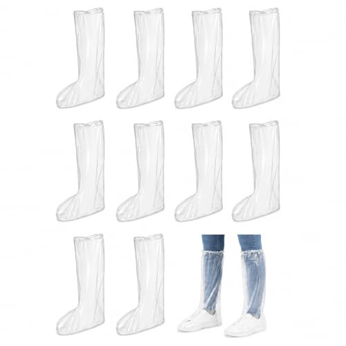 ARYIMYDP 10 Paires Surchaussures Jetables, Housses de Pluie Imperméables avec Élastique, Couvre-Bottes Jetables pour Hommes et Femmes, Surchaussures Imperméables Antidérapantes pour Outdoor