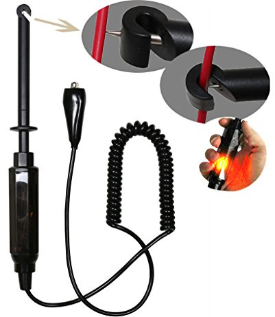 Pevor Premium Wire Circuit Tester Auto Car Truck 6-12-24V Piercing Cord Voltage Test Pencil Hook Type Probe with Light Indicator
