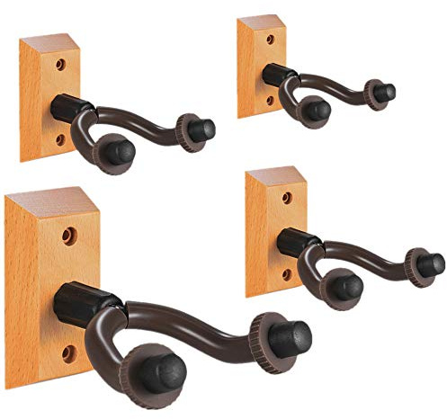 Soporte Pared Guitarra Madera dura, Colgador de Guitarra Eléctrica Acustica,También Para Banjo, Bajo, Ukulele, Mandolina (4 Piezas)