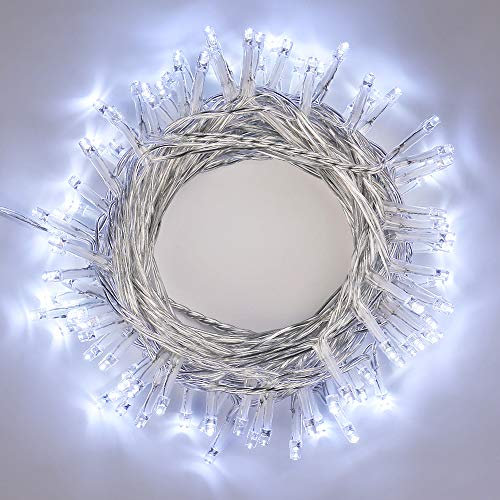BrizLabs Luci Natalizie Esterno 15M 100 LED Bianco Freddo Luci Stringa 8 Modalità Impermeabile Catena Luminosa Decorazioni Natalizie per Interno, Giardino, Albero di Natale, Matrimonio