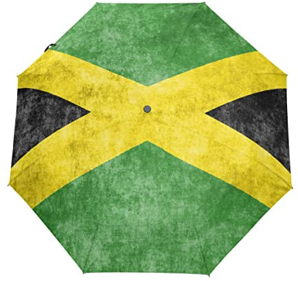 Vintage Jamaica Flag Auto Open Close Folding Umbrella for Rain
