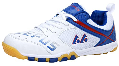 Zapatos De Tenis De Mesa para Hombres Y Mujeres Zapatos De Corte Interior Antideslizantes Ligeros Transpirables De Fondo Suave,Blanco,42 EU
