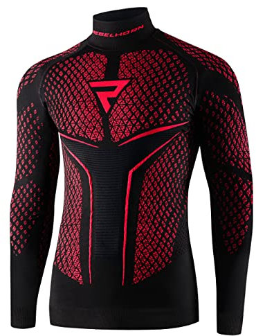REBELHORN Therm II Maglia Termica Uomo | Manica Lunga | Biancheria Termica | Maglietta Funzionale | Assorbe l'umidità | Traspirante | Zone di Compressione | Abbigliamento Moto Termico