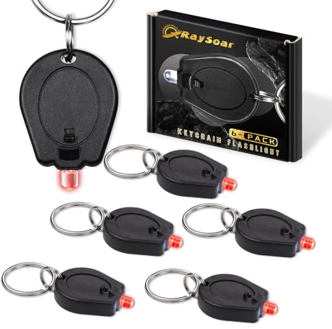 RaySoar 6 Pack Ultra Bright Red LED Keychain Flashlight, Mini Red Keychain Flashlight for Night Observation