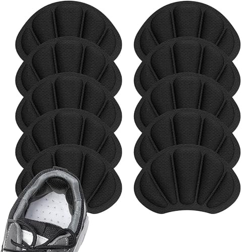 10 Pièces de Coussinets de Talon en Maille Auto-adhésifs, Coussinets de Talon Auto-adhésifs pour Chaussures de Sport,Semelles Intérieures pour Femmes et Hommes pour Prévenir l'Usure des Pieds (Noir)